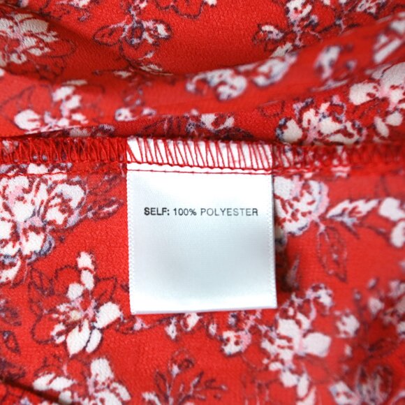 ROSE+OLIVE Red Cream Long Sleeve Floral Elastic Smocked Blouse - Size Small - Picture 12 of 14